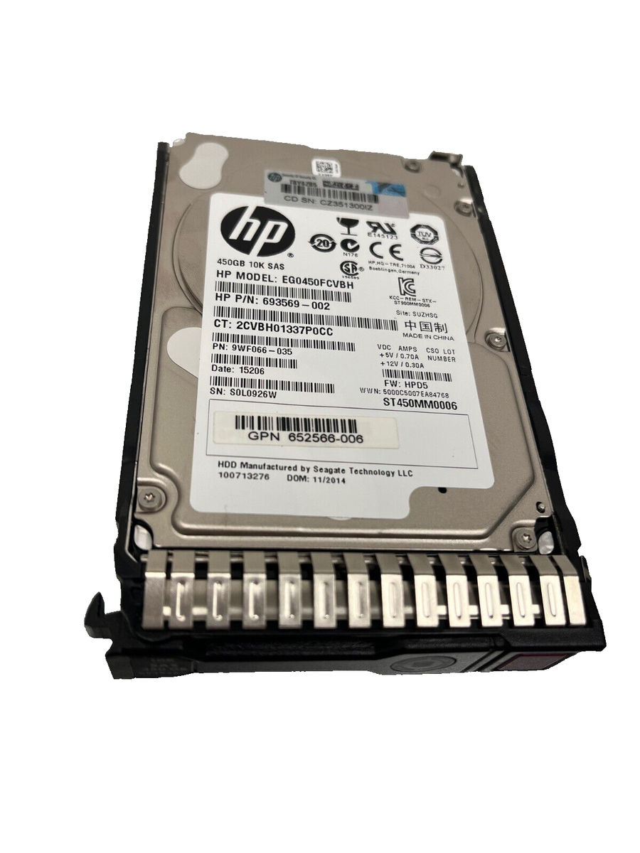 HPE 450GB SAS Hard Drive 6GB/s 10K HDD 653956-001 652572-B21  EG0450FCVBH