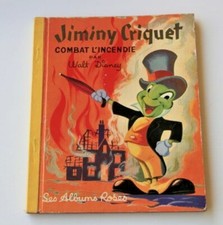 Ancien livre Walt Disney Grands albums roses E0 Jiminy Criquet incendie 1956