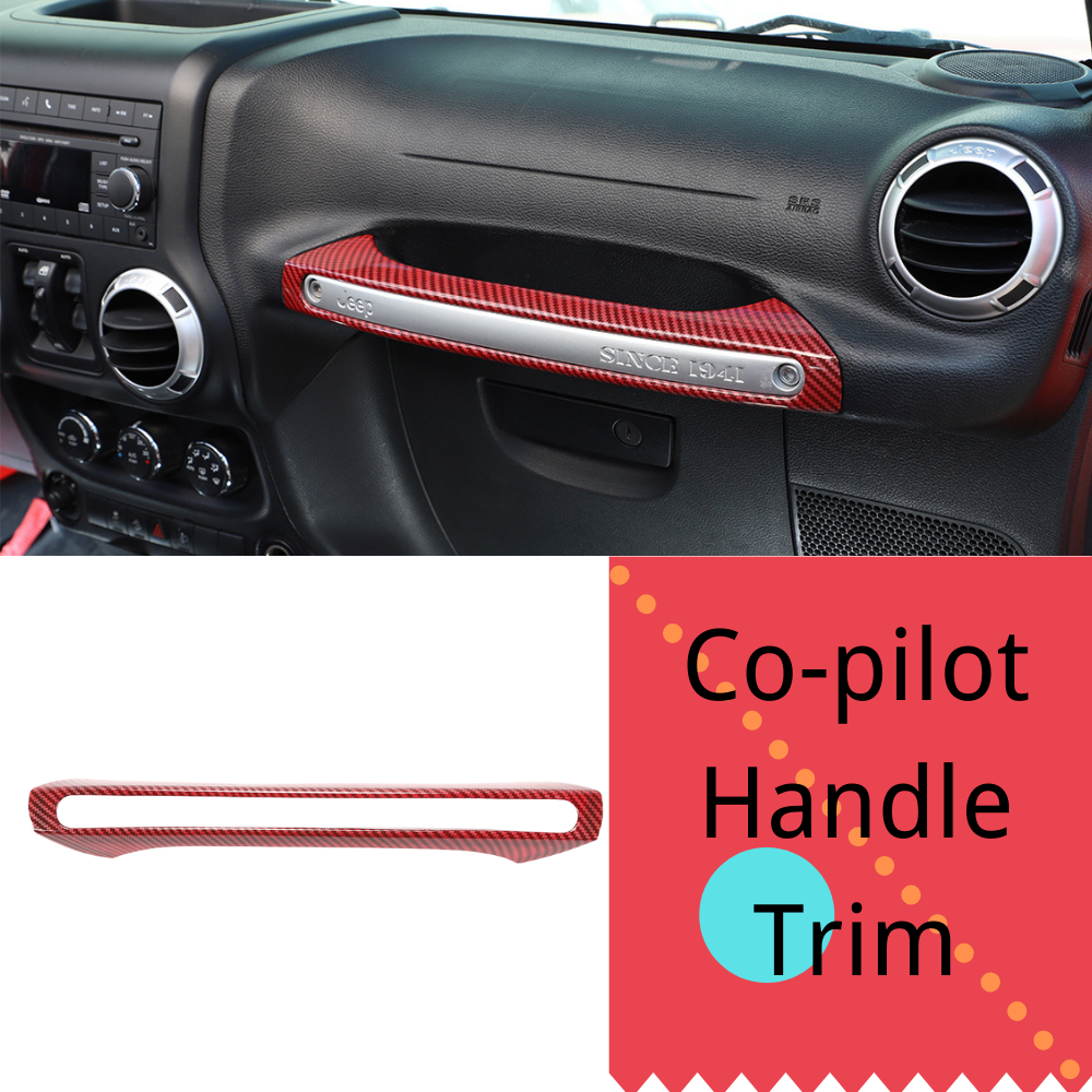 For Jeep Wrangler JK Accessories 2011-2017 Co-pilot Handle Trim Red Carbon  Fiber | eBay