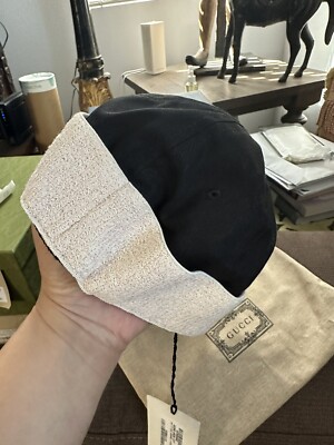 Gucci Logo Gabardine Headband Large Black Baseball Cap Hat BNWT | eBay