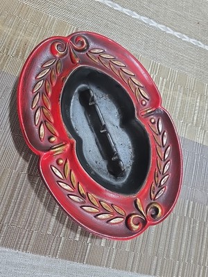 VTG Royal Haeger 1068 USA Black Red Ashtray MCM