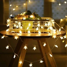 Merdeco Star String Lights, 16ft/5m 50 LED Plug in Lights Warm White 