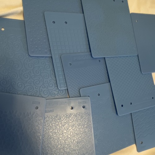Fiskars Texture Embossing Plates Lot, Asst Patterns, 12 double-sides Plastic