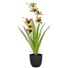 Kunstpflanze Cymbidium, Farbe grün-gelb, inkl. Kunststoff-Topf, Höhe ca. 55 cm