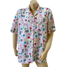 Alfred Dunner Womens Vintage Geometric Floral Print Button Front Shirt Size 16