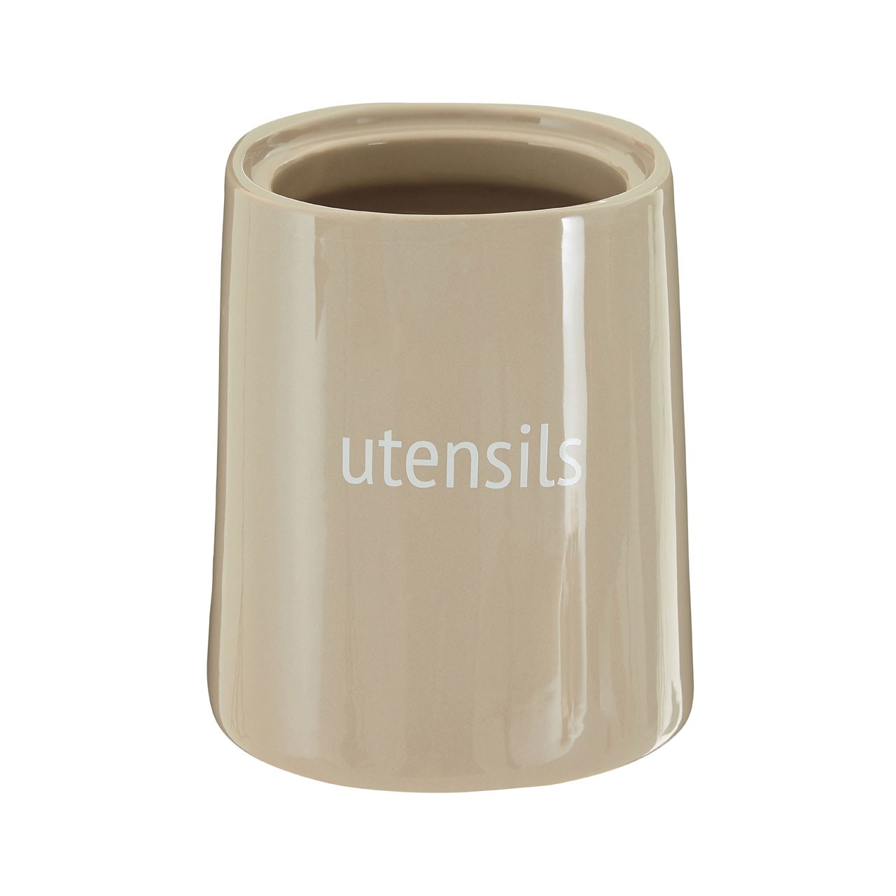 Fletcher Utensil Canister Jar Beige Wooden Tapered Design Kitchen Organiser