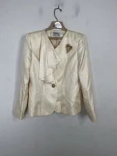 Tally Taylor Womens Blazer 12 Ivory Mother Grandmother Bride Wedding Church VTG