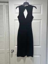 Brat Star black bodycon mini dress, sexy back slit, backless , size S