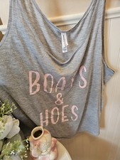 Boats And Hoes Fun Grey Graphic Summer Woman's Tank Top Size XLarge