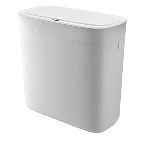 5 Gallon Smart Sensor Trash Can with Press Top Lid for Bathroom and Kitchen Use-image
