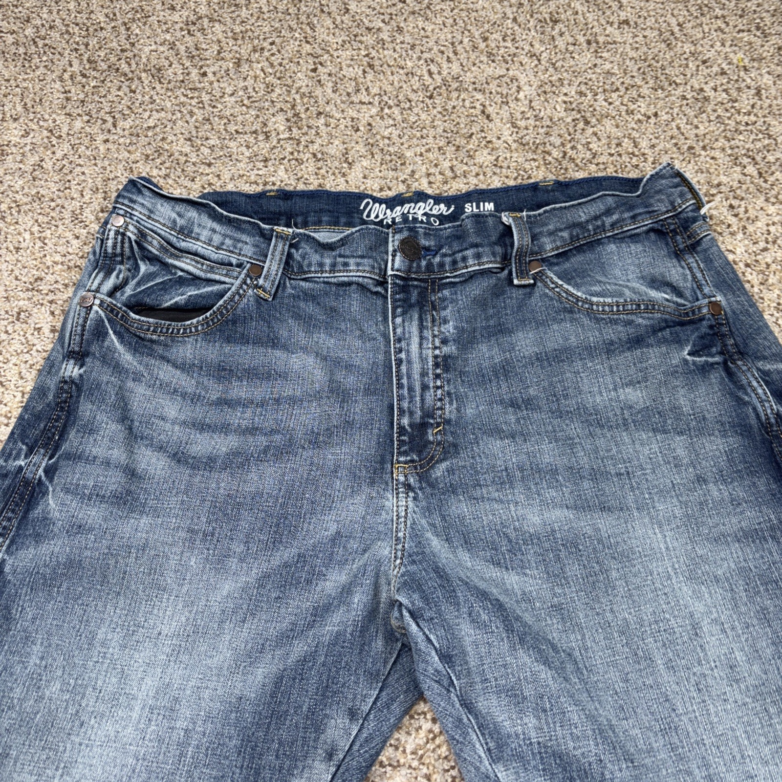 Wrangler Retro Jeans Men's 38x32 Blue Slim Boot Stretch Cowboy Fits 37 X 30 - View 2