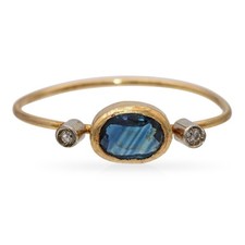 Vintage 14k Yellow Gold Sapphire and Diamond Ring