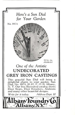 #ad Grey Iron Garden Sun Dial Albany NY Foundry Molded Metal 2.7 x 4.1quot; Mag Print Ad $15.26