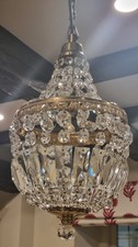 French Style One-Light Small Crystal Chandelier + Glass Droplets 40cm/16" High