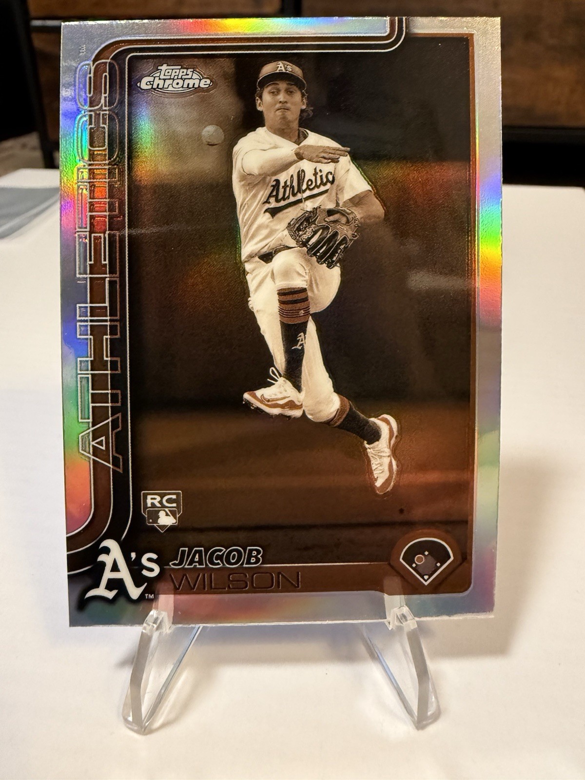 2025 Topps Chrome Jacob Wilson Rookie Sepia Oakland Athletics #96