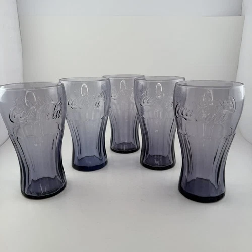 Vintage Coca Cola Glass 12oz Purple McDonald's Lot of 5