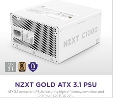 Image of 1000W NZXT C1000 Gold PSU, 3.1, White, Fully Modular, 80PLUS Gold PA22