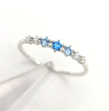 Simple Minimalist Dainty Azure Blue Stone Ring sz 7