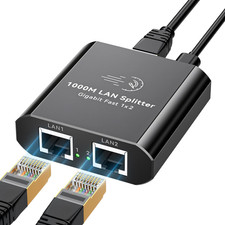 Ethernet Splitter 1 to 2 Mini Gigabit Internet Switch 1 in 2 Out LAN and RJ45 Po