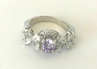 Vintage Signed  STERLING Silver  Amethyst Rhinestones Ornate Ring Size 7.75 — photo 7
