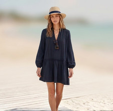 Pomander Place by Tuckernuck Black Gauze Ophelia Swim Coverup Dress sz M Medium