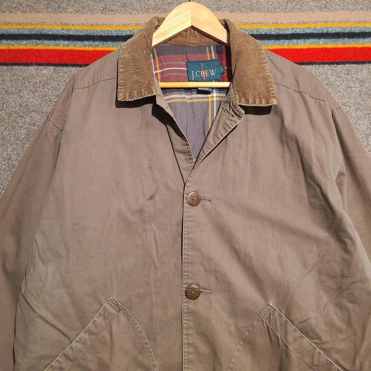 90年代 90s J CREW COTTON BOA BLUSON MA-1 Vintage 90s J Crew Oarsman Chore Barn Jacket Mens Large Corduroy