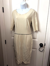 Stella McCartney Women's Scoop Neck Pencil Dress Cream Black Size 44 Italy