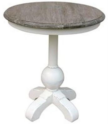 Side Table TRADE WINDS SOHO Traditional Antique Round Painted White Riverwash