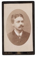 CDV Foto Mann Schnauzbart  H. Kemnitz Plauen ca. 1890 (C1102)
