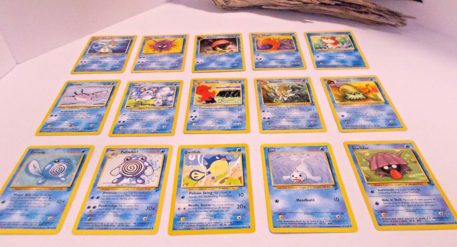 Pokémon Card Lot of 15 Cards Croconaw, Kingler, Omanyte, Poliwhirl - Lot #17