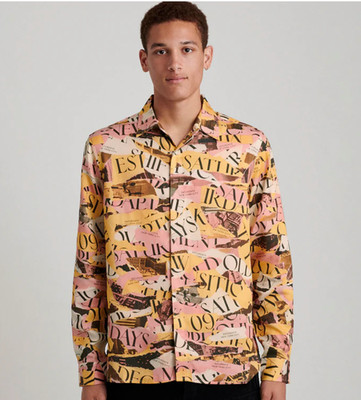 BNWT Saturdays NYC  Mickey Decade Print Shirt Mens Size Medium _ needs repair
