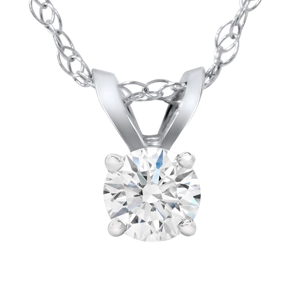 1/4 Carat Solitaire Lab Grown Diamond Pendant 14K White Gold