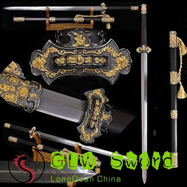 Cuchillo de cintura GLW espada espada ancha forjado a mano patrón doblado hoja de acero afilado