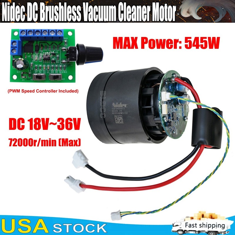 DC 18V-36V NIDEC 545W Brushless Fan Compact Vacuum Cleaner Motor +PWM Controller