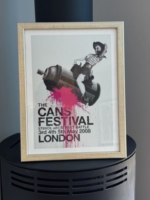 Banksy Cans Festival London Druck 30x40cm gerahmt silber 