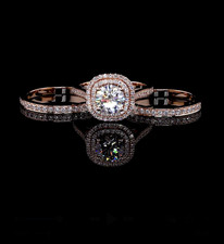 2.86 CTW Round Brilliant Cut Lab Grown Diamond Halo 3-Ring Design,IGI Certified