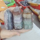 10.3LB 15 Natural Rainbow Fluorite Quartz Crystal Point Tower Polished Healing — photo 8