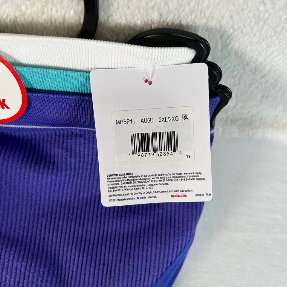 3 Pairs Hanes Originals Womens Briefs Underwear XXL Purple Teal White Ribbed - Image 4 of 4
