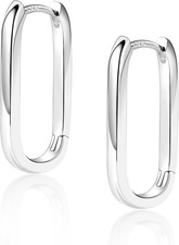 925 Sterling Silver Hoop Earrings for Women Trendy Small Square Hypoallergenic 1