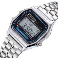 NEW CASIO Retro Classic Unisex Digital Steel Bracelet Watch A158WA-1YES Silver