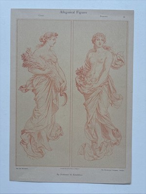 Antiker allegorischer Frauenfigur Druck Ceres & Pomona'' von H. Knackfuß, um 1890