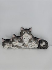CATS Coat Hat Purse Hanger Rack Wall Mount Wood Hand Painted Kitties VTG MEOW