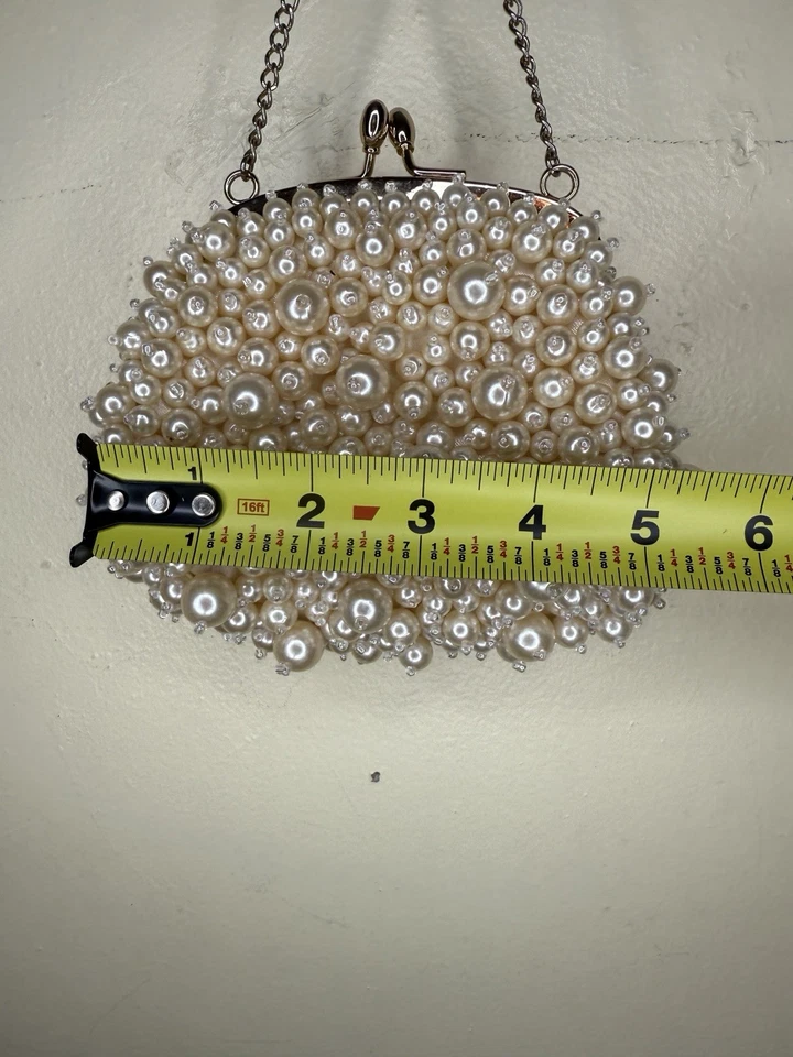 Beaded Pearl Banana Republic Ivory Mini Purse Evening Bag Gorgeous - Image 4 of 4