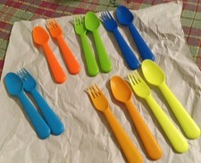 Children's Plastic Eating Utensils Spoon Fork 6 Pair 6 Inch