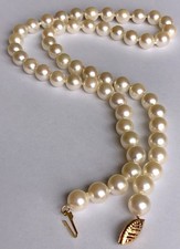 17" Necklace Cultured 6mm Pearl 14K Yellow Gold Clasp