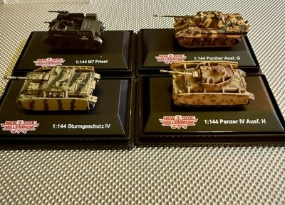 LOT -MILLENIUM  ARMOR 1/144 Panzer IV, Panther, Sturmgeschultz IV, M7 Priest 