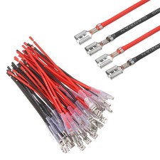 30Pcs Female Spade Crimp Terminal 4.8mm 10cm Wires Red/Black
