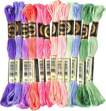 6 Ply Gradient Color Embroidery Thread, 12 Skeins Cross Stitch Threads 105 Yards
