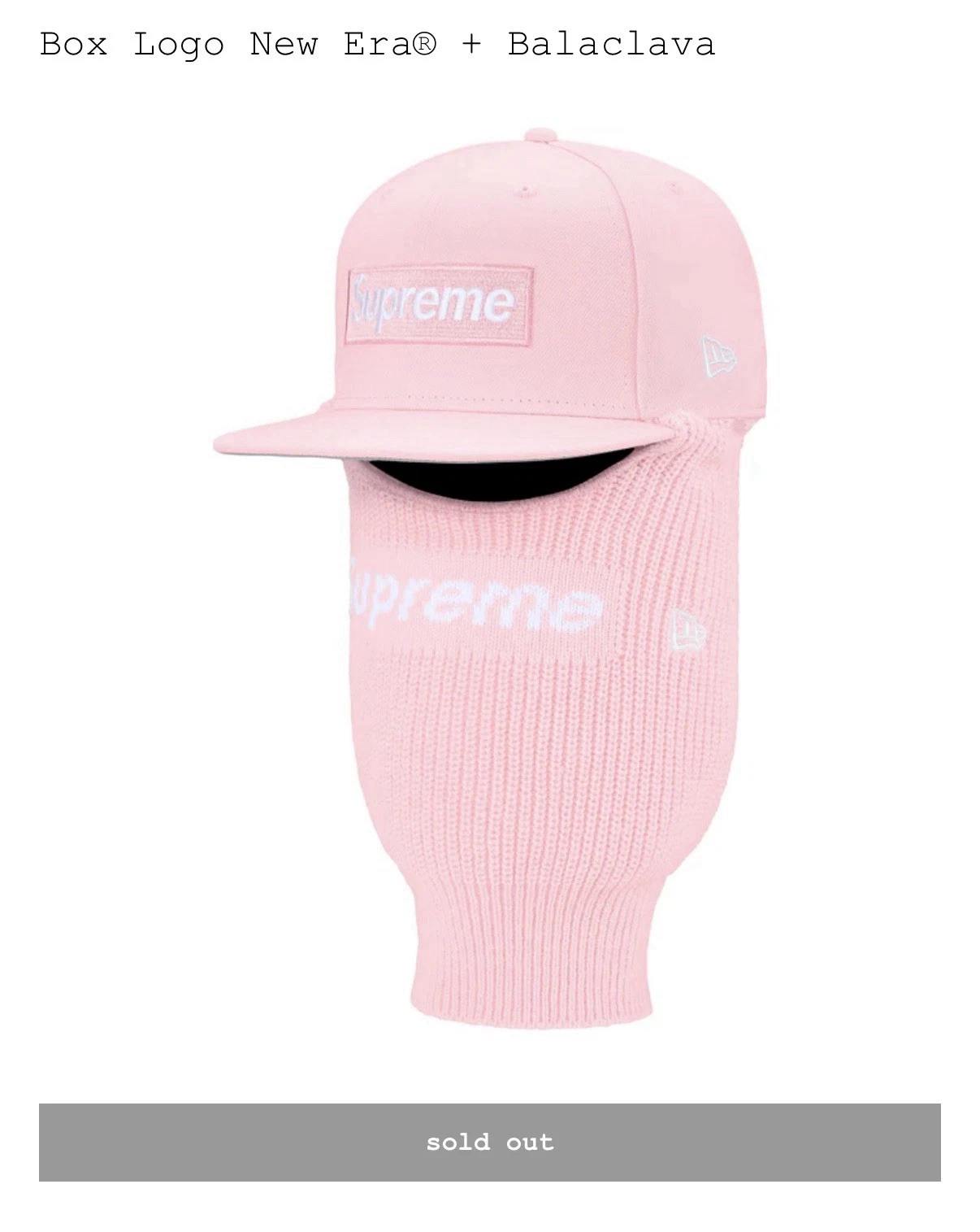 🔥Supreme Box Logo New Era + Balaclava| Light Pink| Size 7 1/4| Fitted Hat