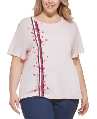 Tommy Hilfiger Plus Size Heart-Print T-Shirt Ballerina Pink